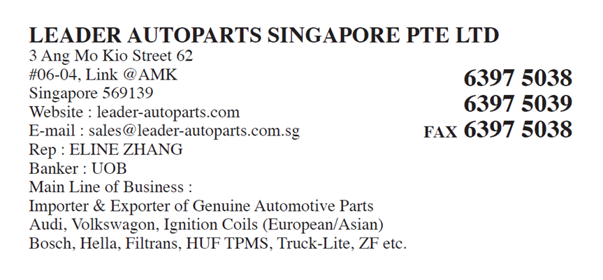 LEADER AUTOPARTS SINGAPORE PTE LTD